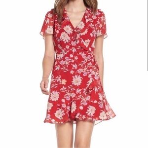 Lush ruffled red wrap dress